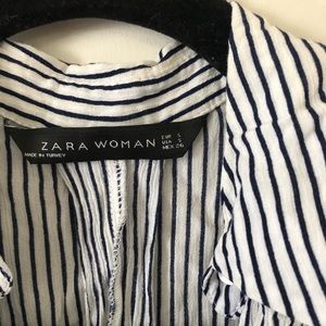 Blue Striped Zara Button Up Dress Shirt